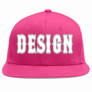 Custom Rose Red White-Gray Flat Eaves Sport Baseball Cap Design for Men/Women/Youth