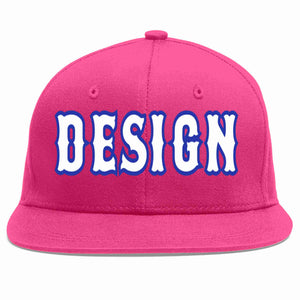 Custom Rose Red White-Royal Flat Eaves Sport Baseball Cap Design for Men/Women/Youth