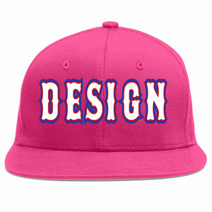 Conception personnalisée de casquette de baseball de sport à avant-toit plat rose rouge blanc-rouge pour hommes/femmes/jeunes