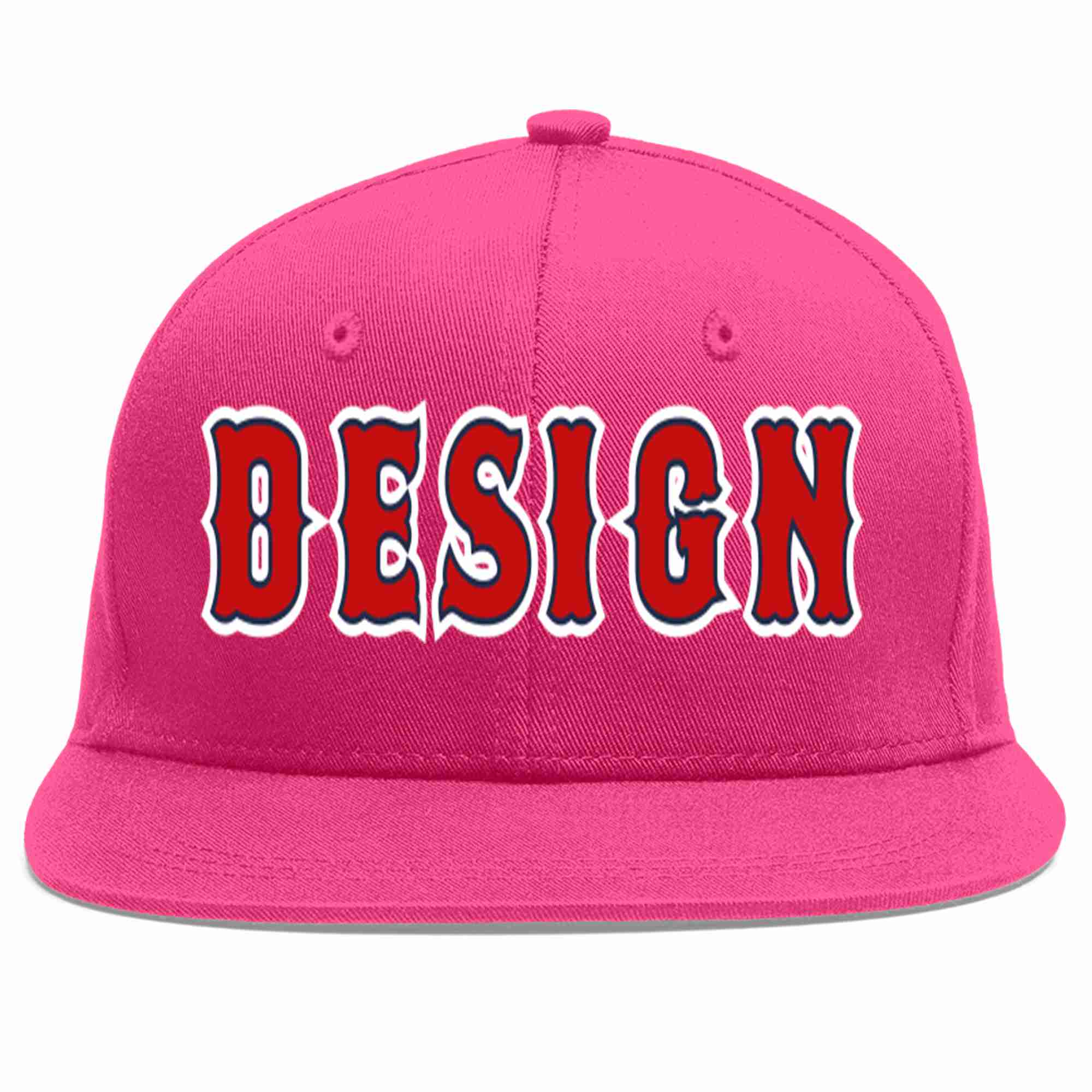 Custom Rose Red Red-Navy Flat Eaves Sport Baseball Cap Design for Men/Women/Youth