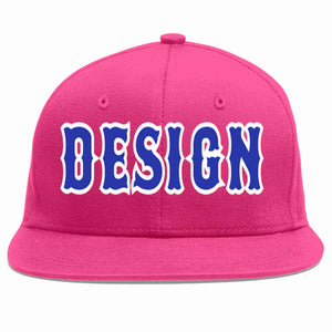 Conception personnalisée de casquette de baseball de sport à avant-toit plat rose rouge royal-blanc pour hommes/femmes/jeunes