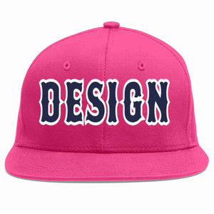 Conception personnalisée de casquette de baseball de sport à avant-toit plat rose rouge marine-blanc pour hommes/femmes/jeunes