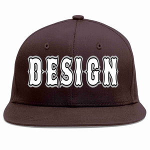 Custom Brown White-Black Flat Eaves Sport Baseball Cap Design for Men/Women/Youth