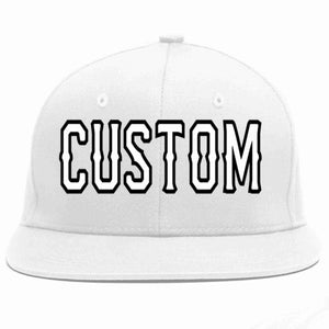 Custom White White-Black Casual Sport Baseball Cap