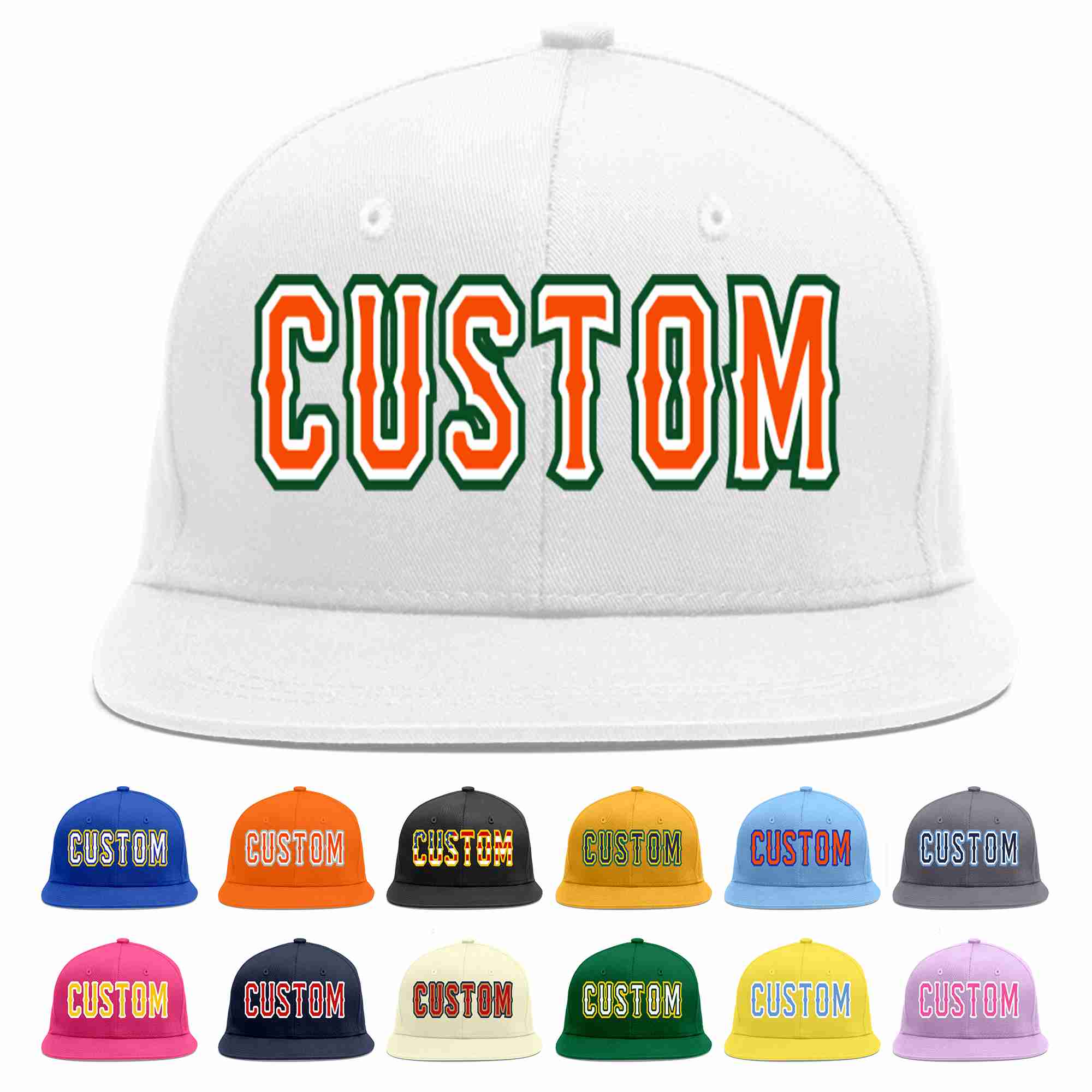 Custom White Orange-White Casual Sport Baseball Cap