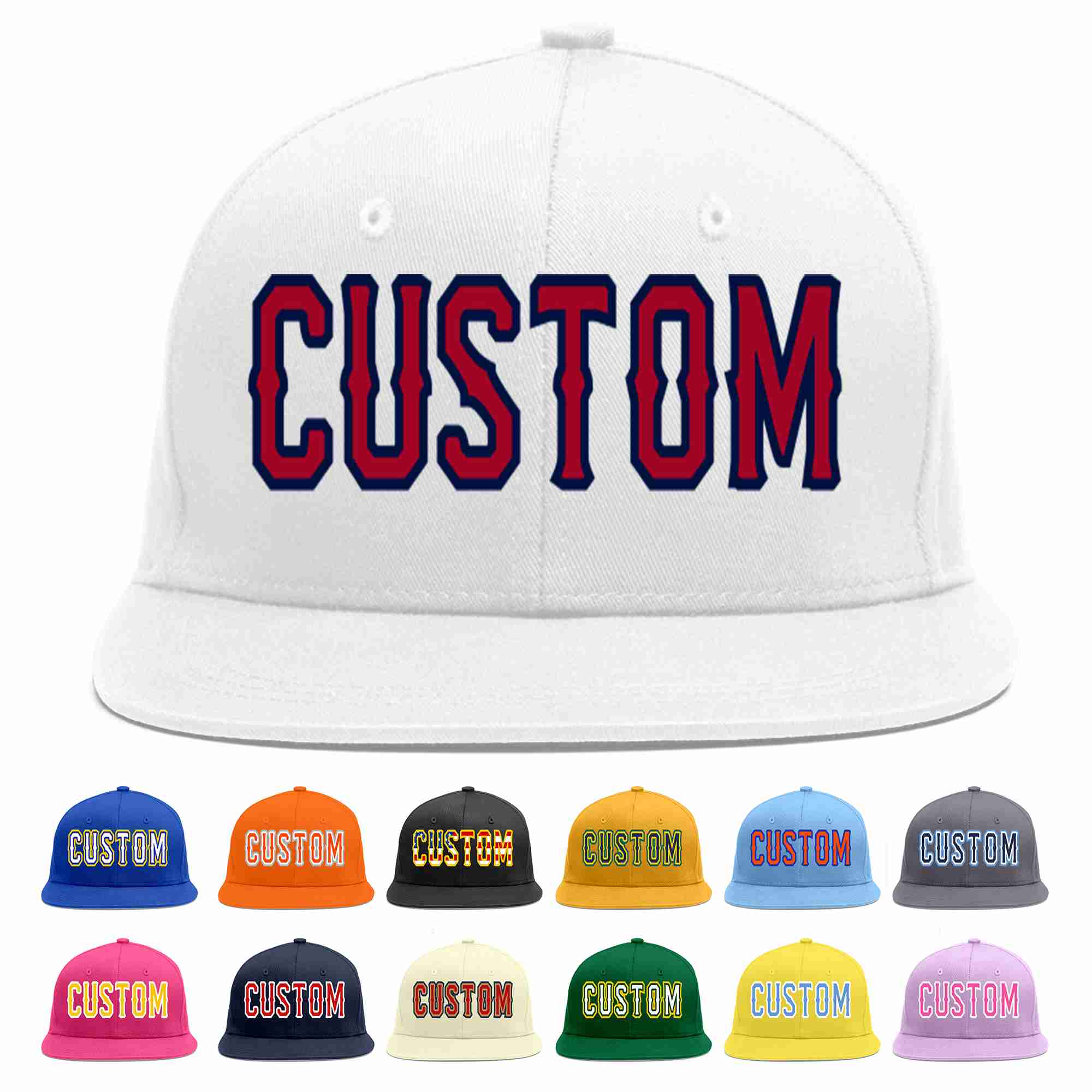 Custom White Red-Navy Casual Sport Baseball Cap