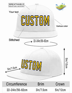 Custom White Gold-Navy Casual Sport Baseball Cap