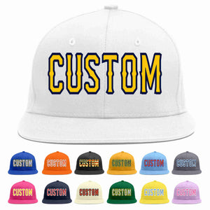 Custom White Gold-Navy Casual Sport Baseball Cap