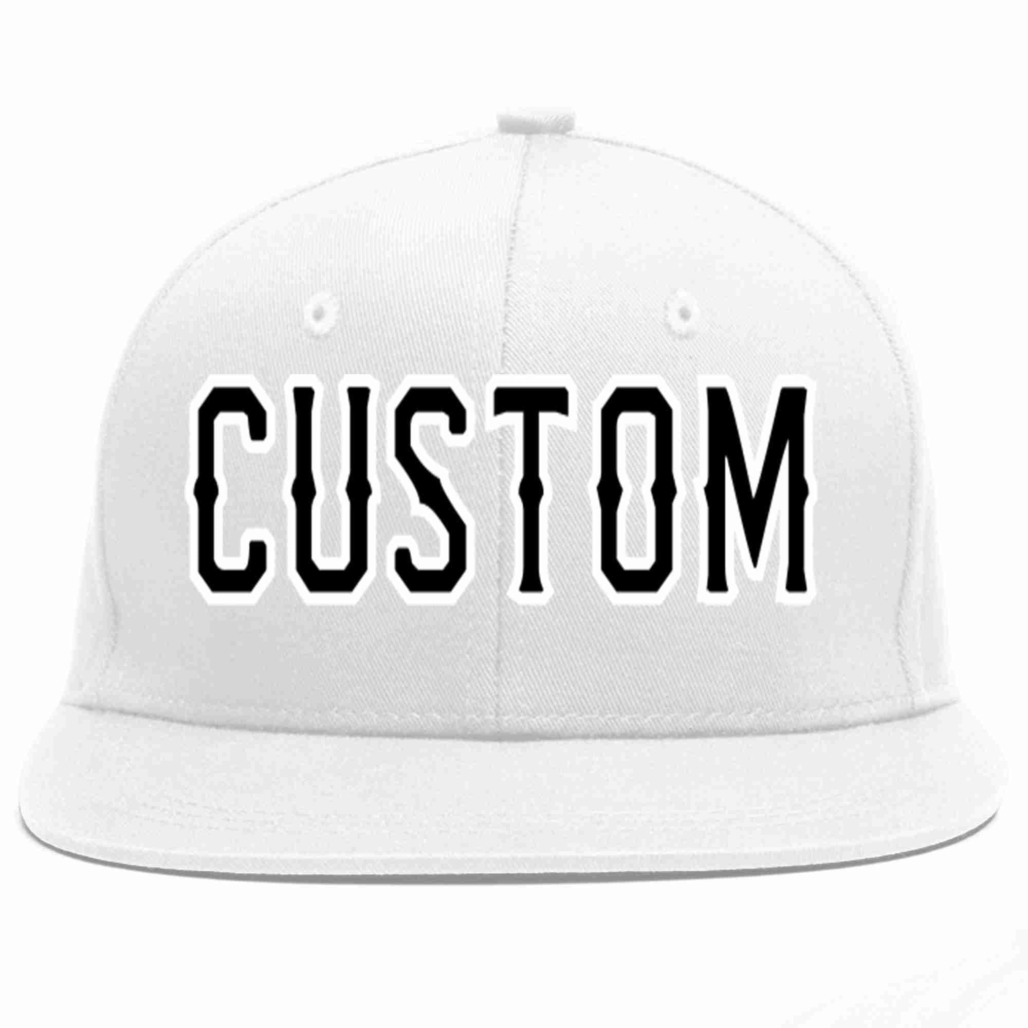 Custom White Black-White Casual Sport Baseball Cap