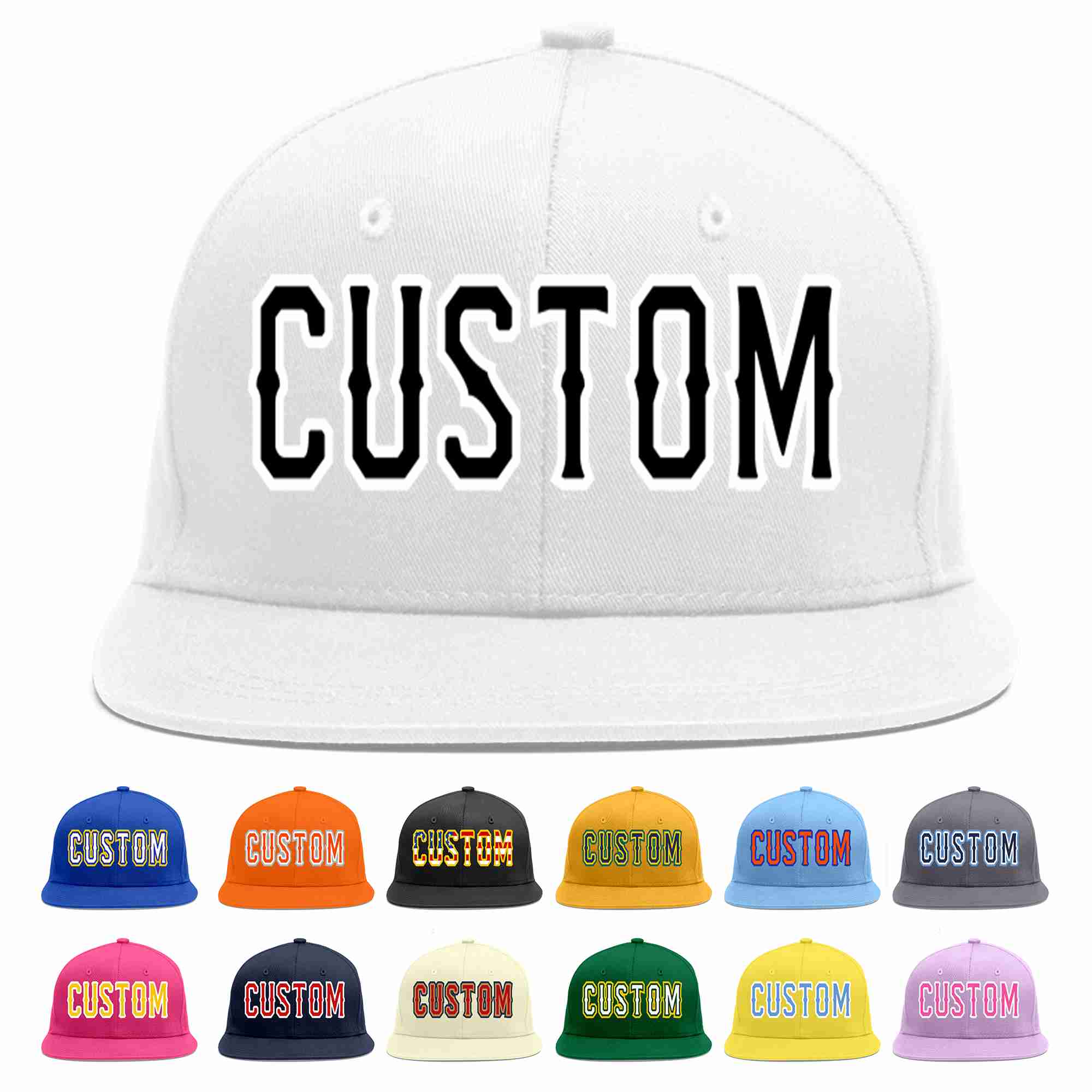 Custom White Black-White Casual Sport Baseball Cap