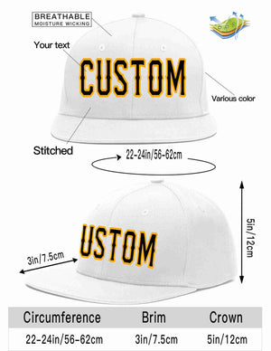 Custom White Black-Yellow Casual Sport Baseball Cap