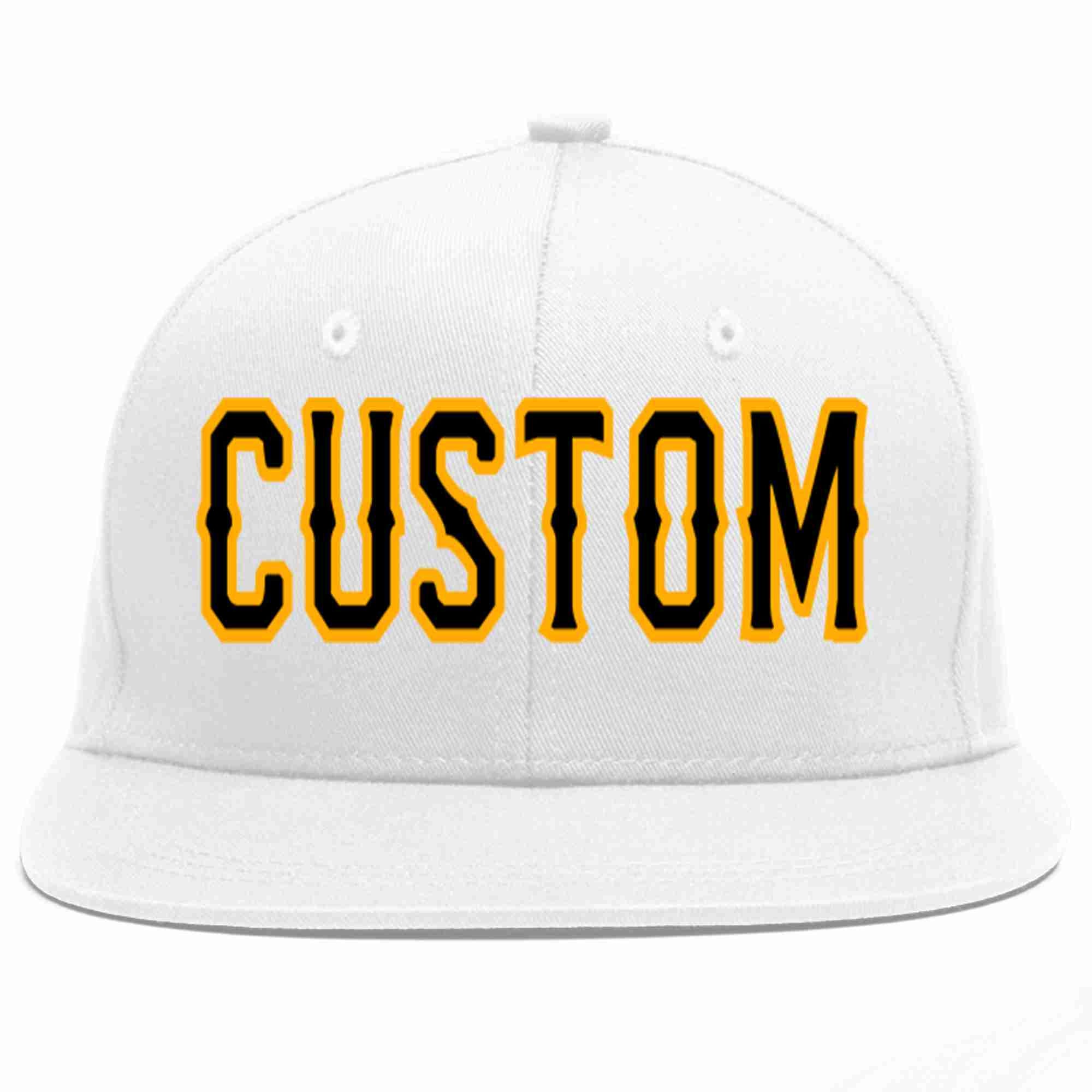 Custom White Black-Yellow Casual Sport Baseball Cap