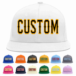 Custom White Black-Yellow Casual Sport Baseball Cap