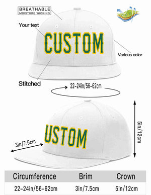 Custom White Kelly Green-Gold Casual Sport Baseball Cap