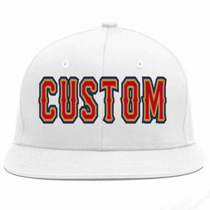 Custom White Red-Old Gold Casual Sport Baseball Cap