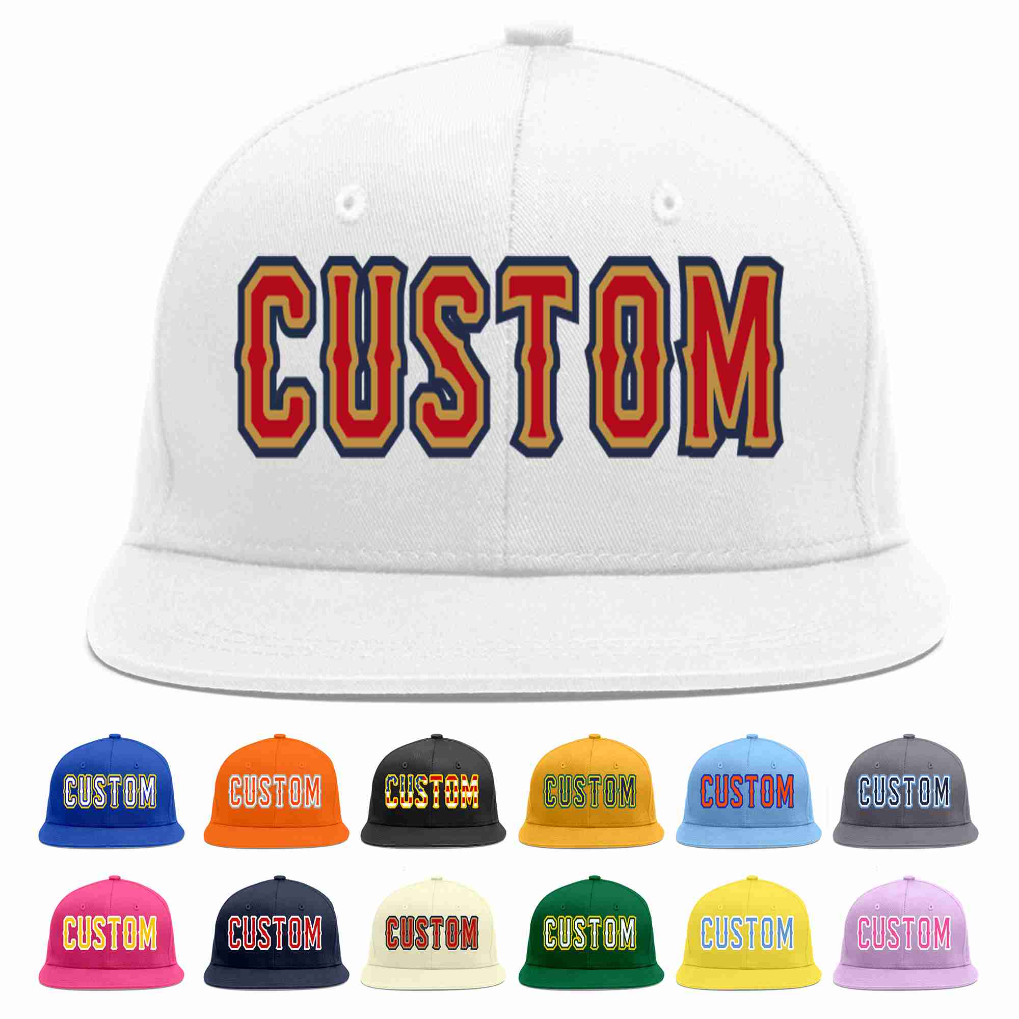 Custom White Red-Old Gold Casual Sport Baseball Cap