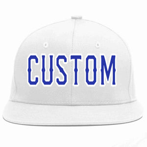 Custom White Royal-White Casual Sport Baseball Cap