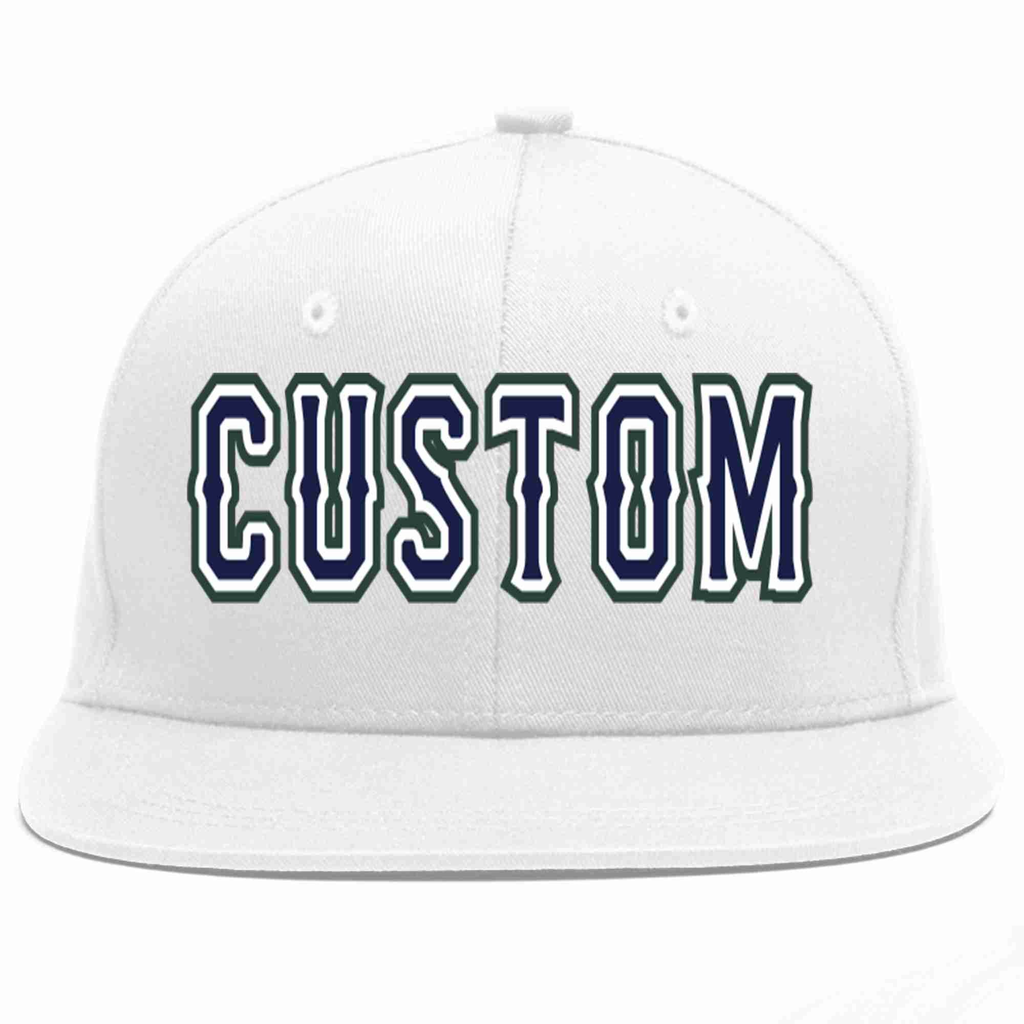 Custom White Navy-White Casual Sport Baseball Cap