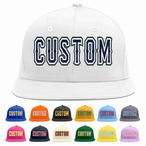 Custom White Navy-White Casual Sport Baseball Cap