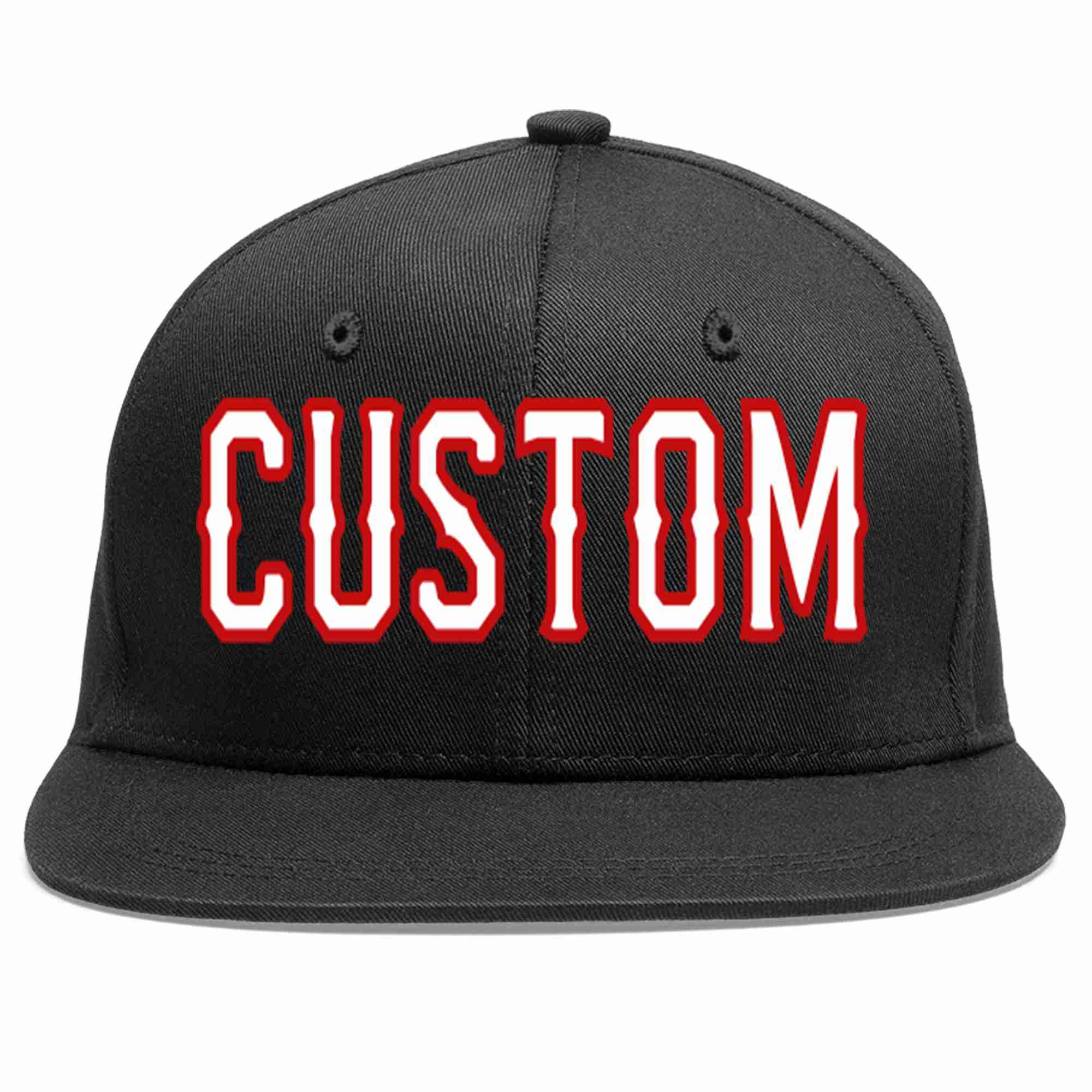 Custom Black White-Red Casual Sport Baseball Cap