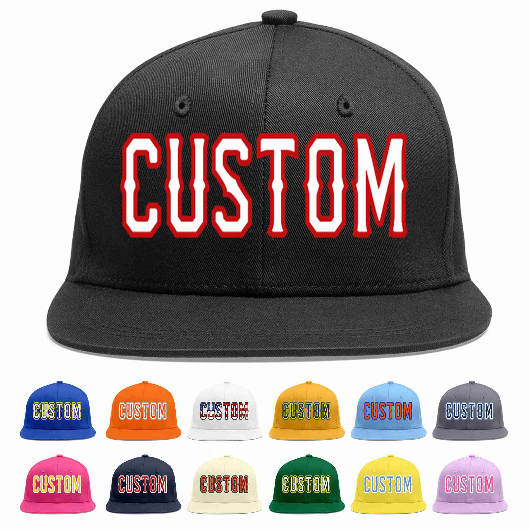 Custom Black White-Red Casual Sport Baseball Cap