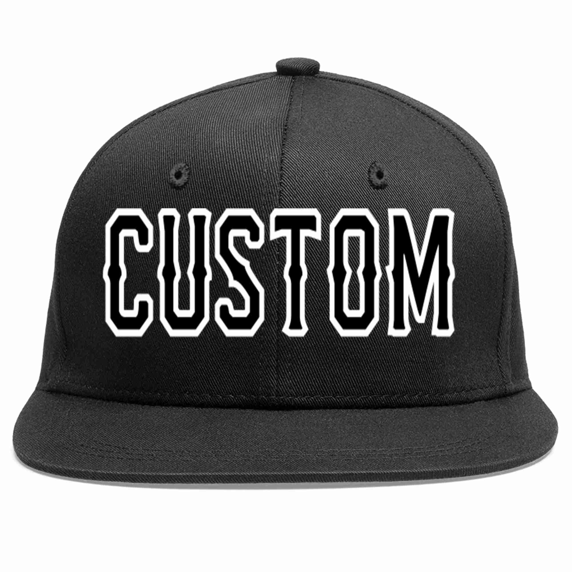 Custom Black Black-White Casual Sport Baseball Cap