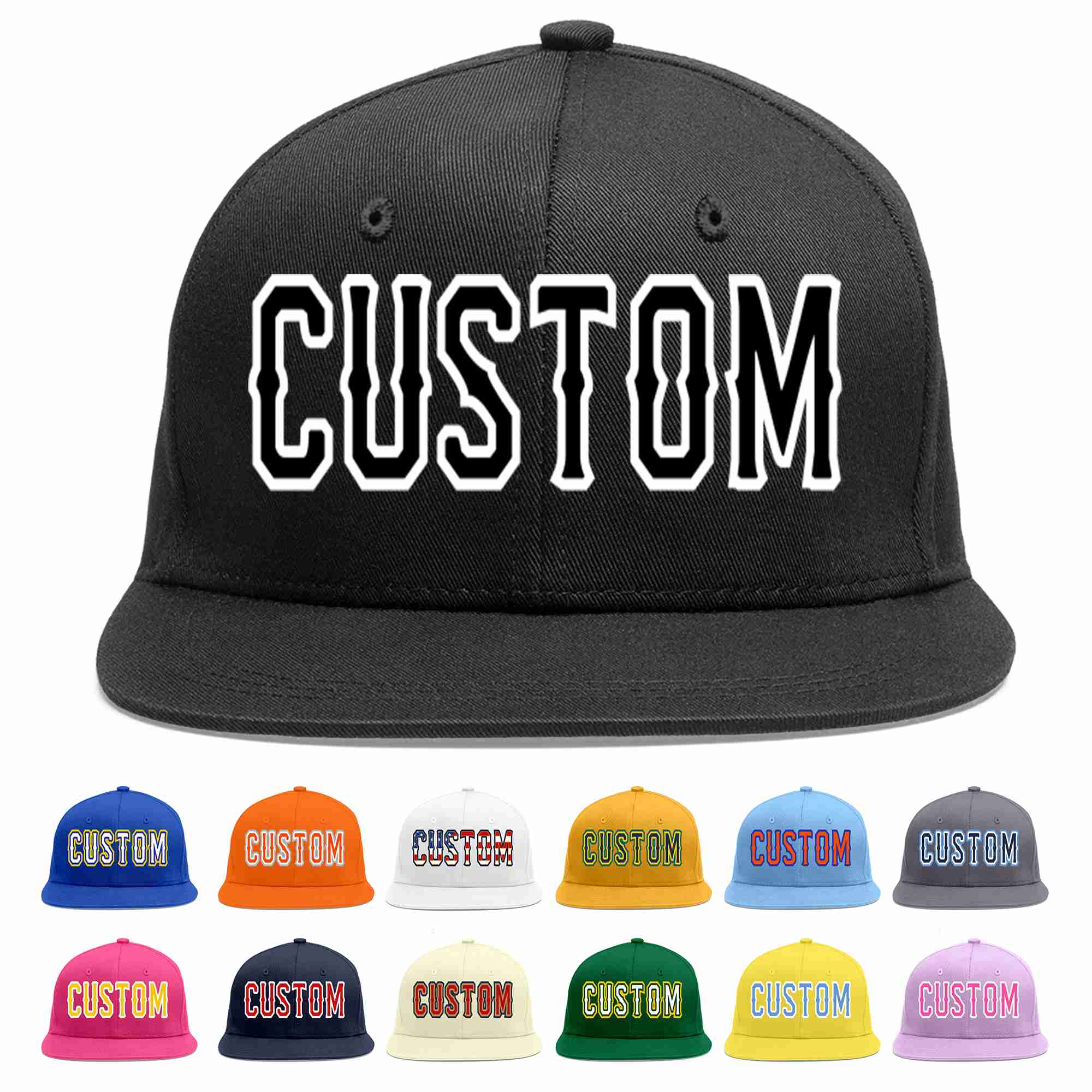 Custom Black Black-White Casual Sport Baseball Cap