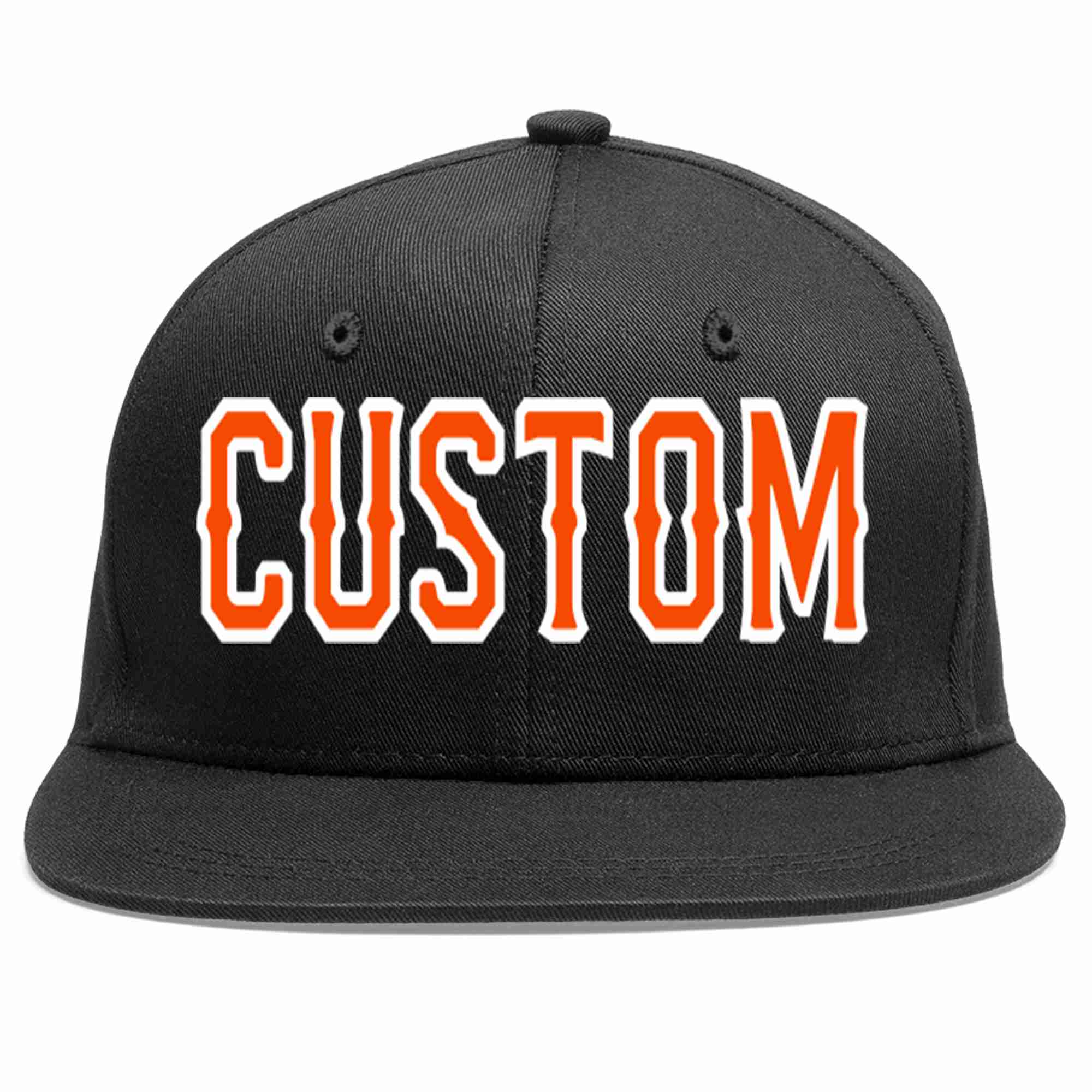 Casquette de baseball sport décontractée personnalisée noir orange-blanc