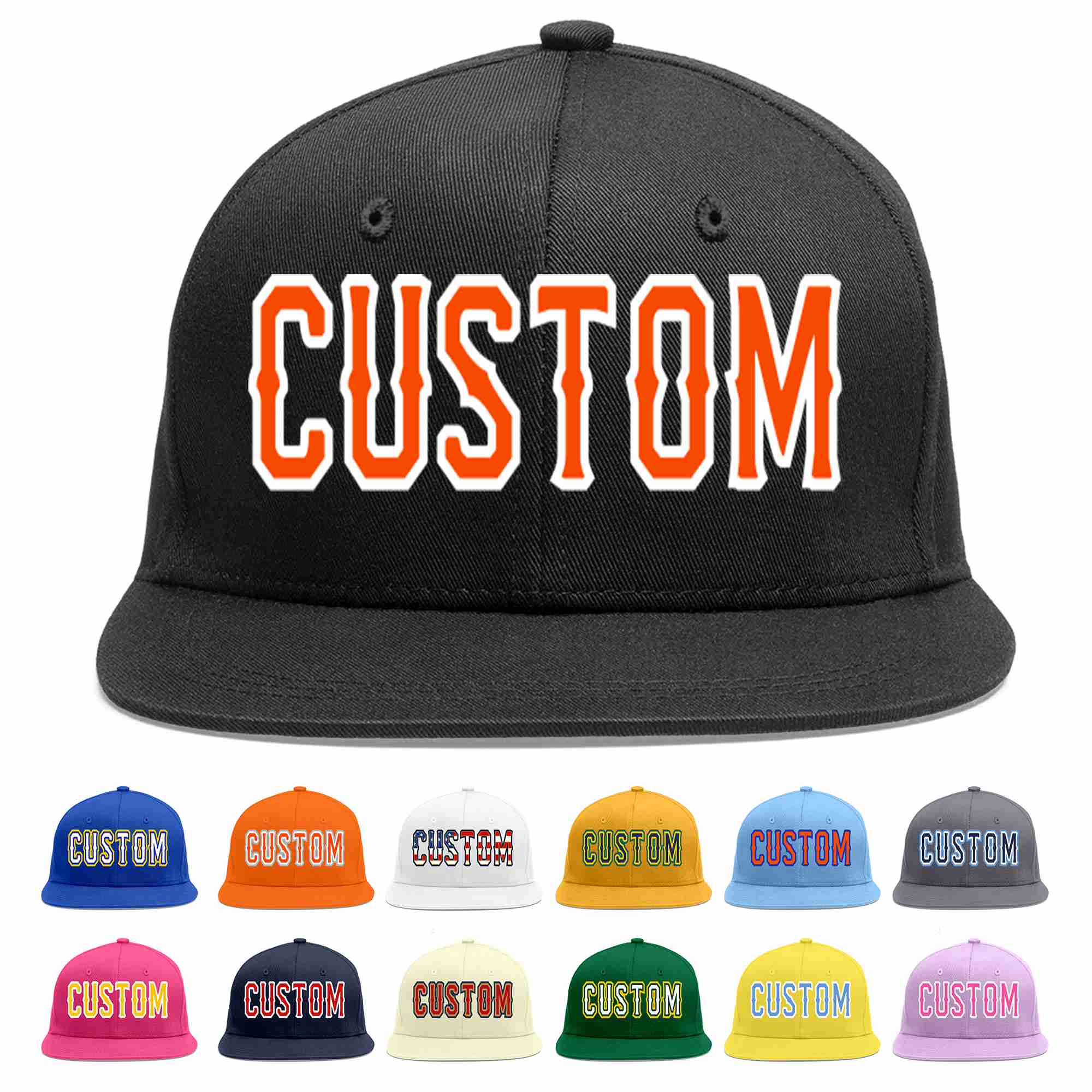 Casquette de baseball sport décontractée personnalisée noir orange-blanc