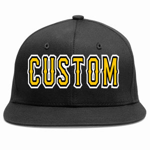 Custom Black Gold-Black Casual Sport Baseball Cap