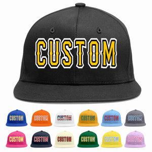 Custom Black Gold-Black Casual Sport Baseball Cap