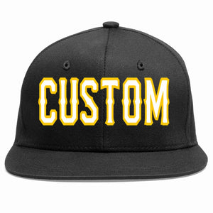 Custom Black White-Gold Casual Sport Baseball Cap