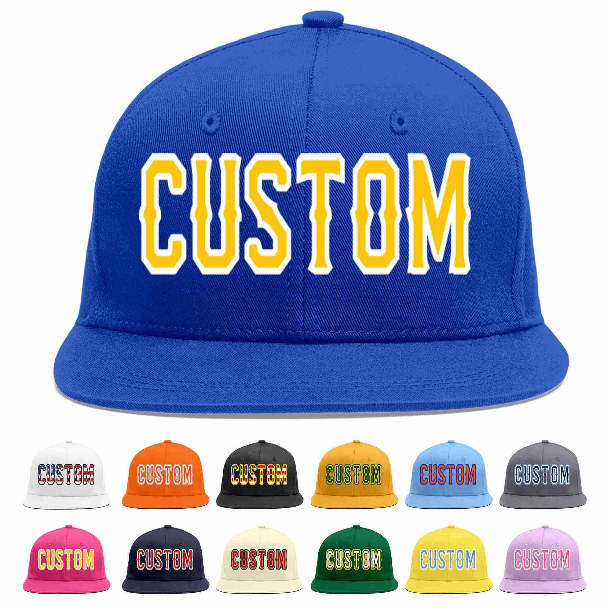 Custom Royal Gold-White Casual Sport Baseball Cap