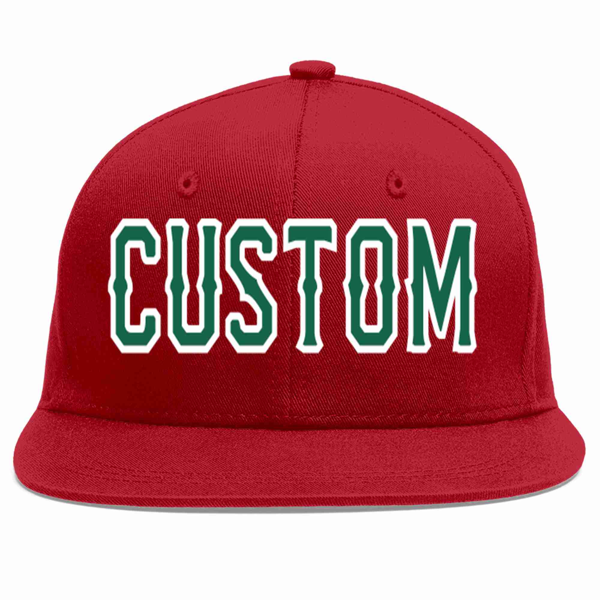 Custom Red Kelly Green-White Casual Sport Baseball Cap