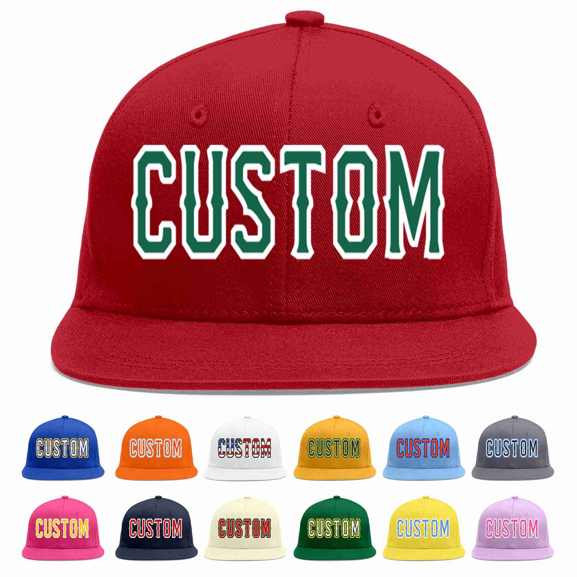 Custom Red Kelly Green-White Casual Sport Baseball Cap