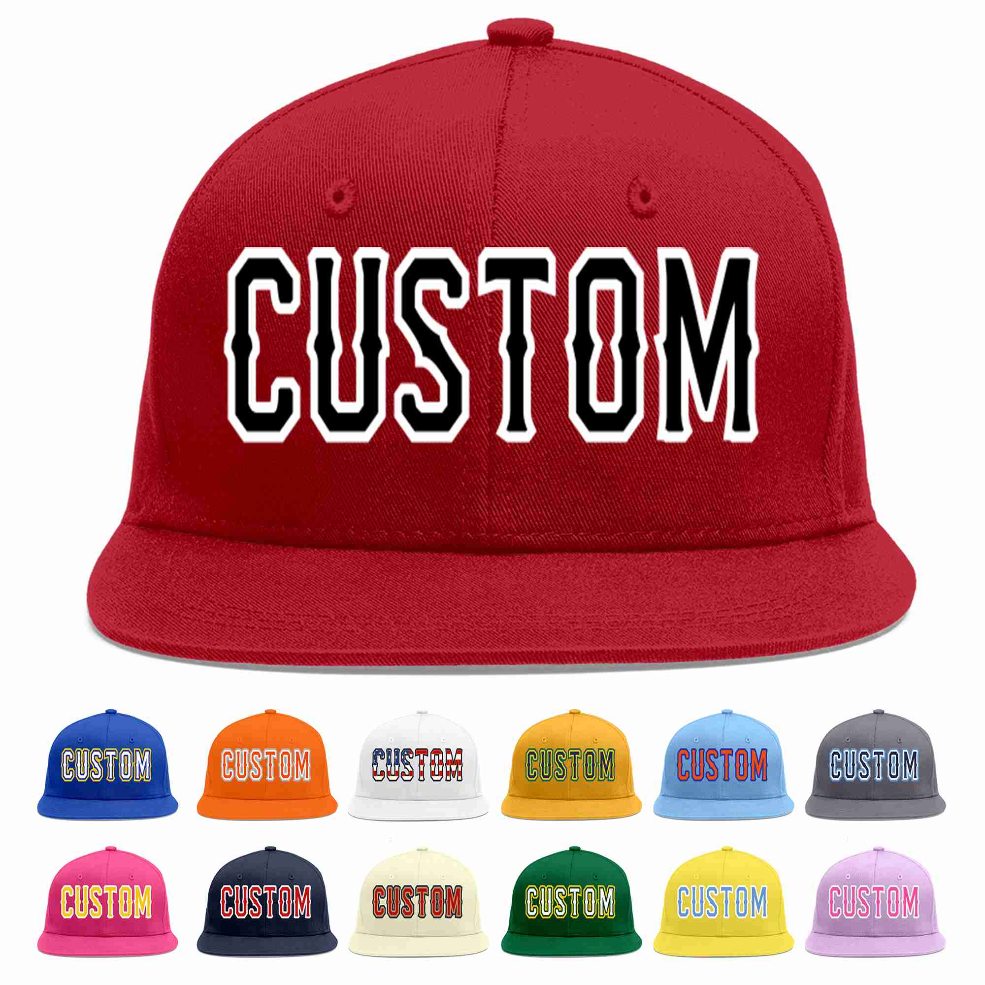 Custom Red Black-White Casual Sport Baseball Cap