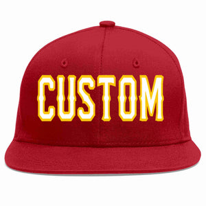 Custom Red White-Gold Casual Sport Baseball Cap