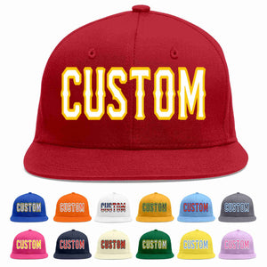 Custom Red White-Gold Casual Sport Baseball Cap