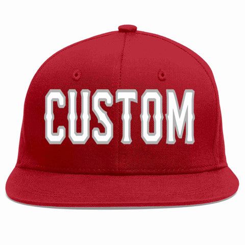 Custom Red White-Gray Casual Sport Baseball Cap