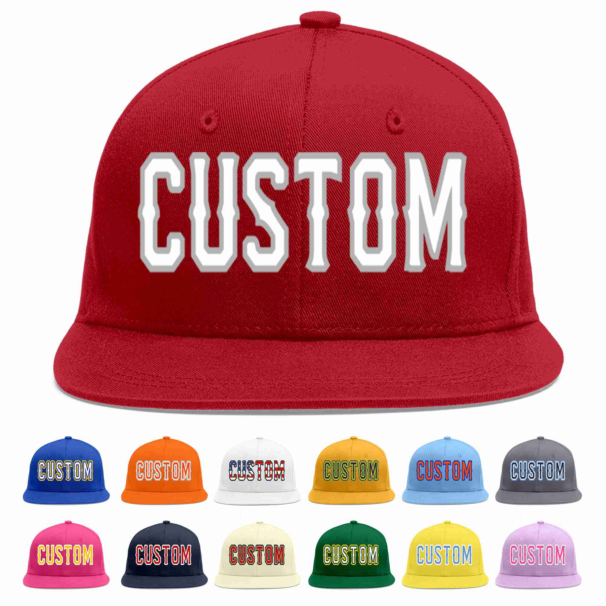 Custom Red White-Gray Casual Sport Baseball Cap