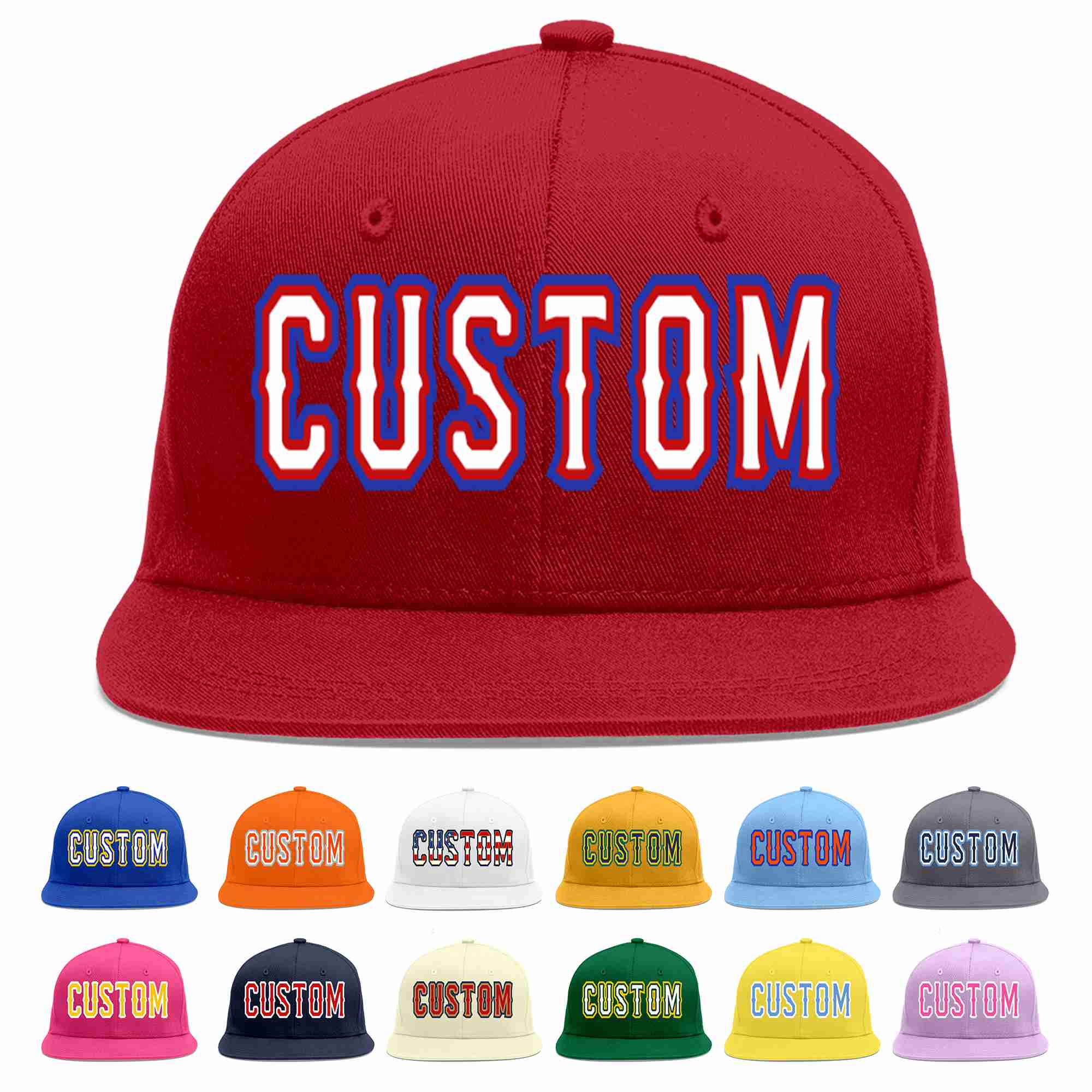 Custom Red White-Red Casual Sport Baseball Cap