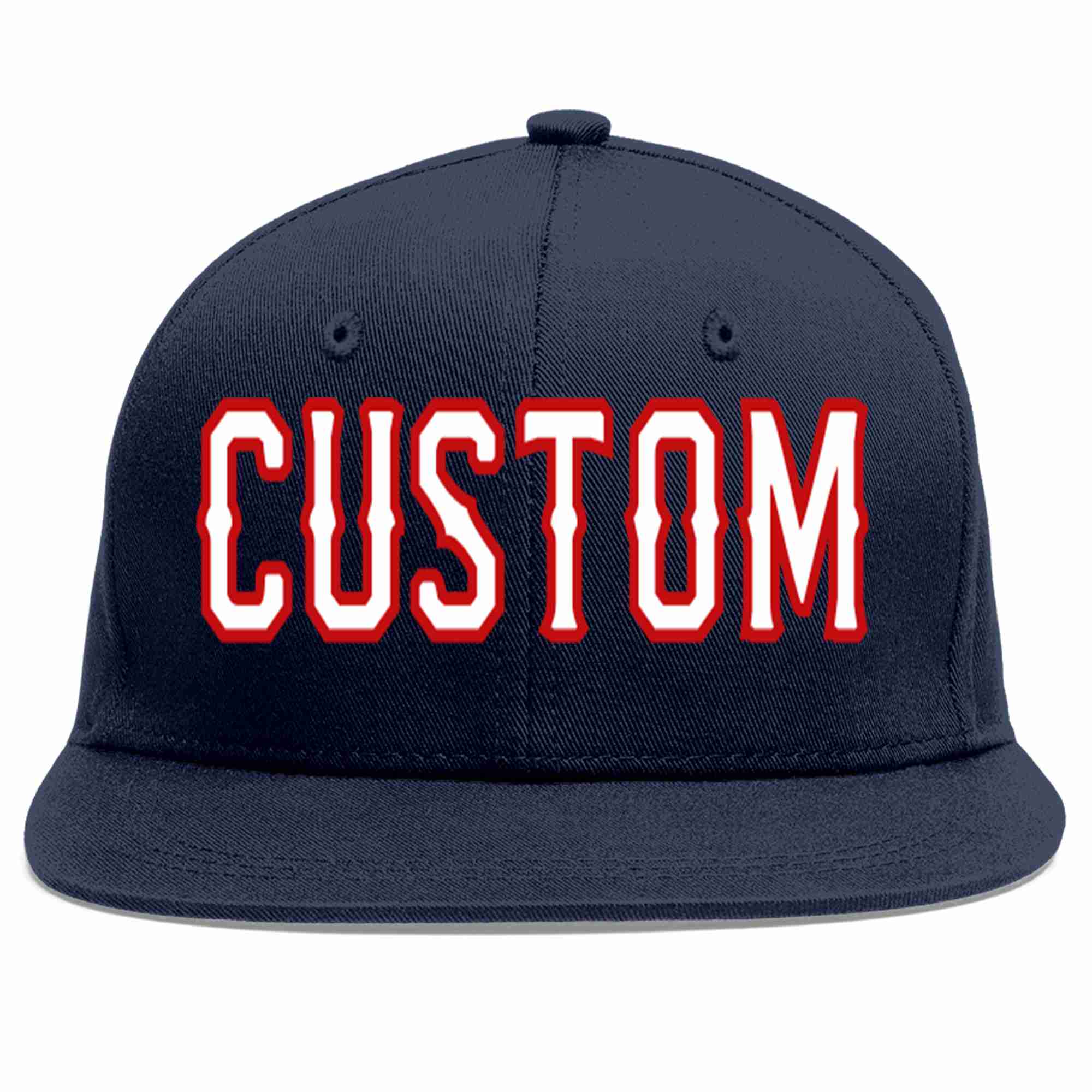 Custom Navy White-Red Casual Sport Baseball Cap