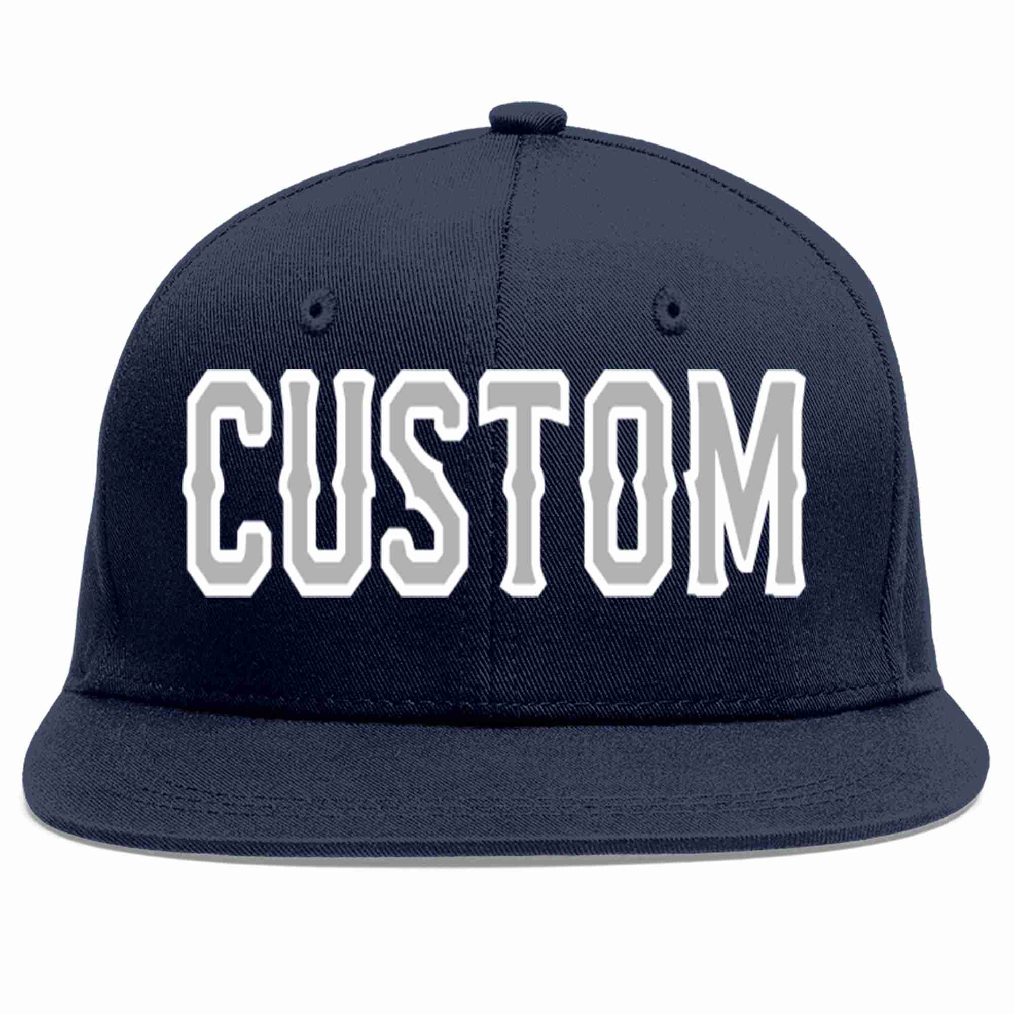 Custom Navy Gray-White Casual Sport Baseball Cap