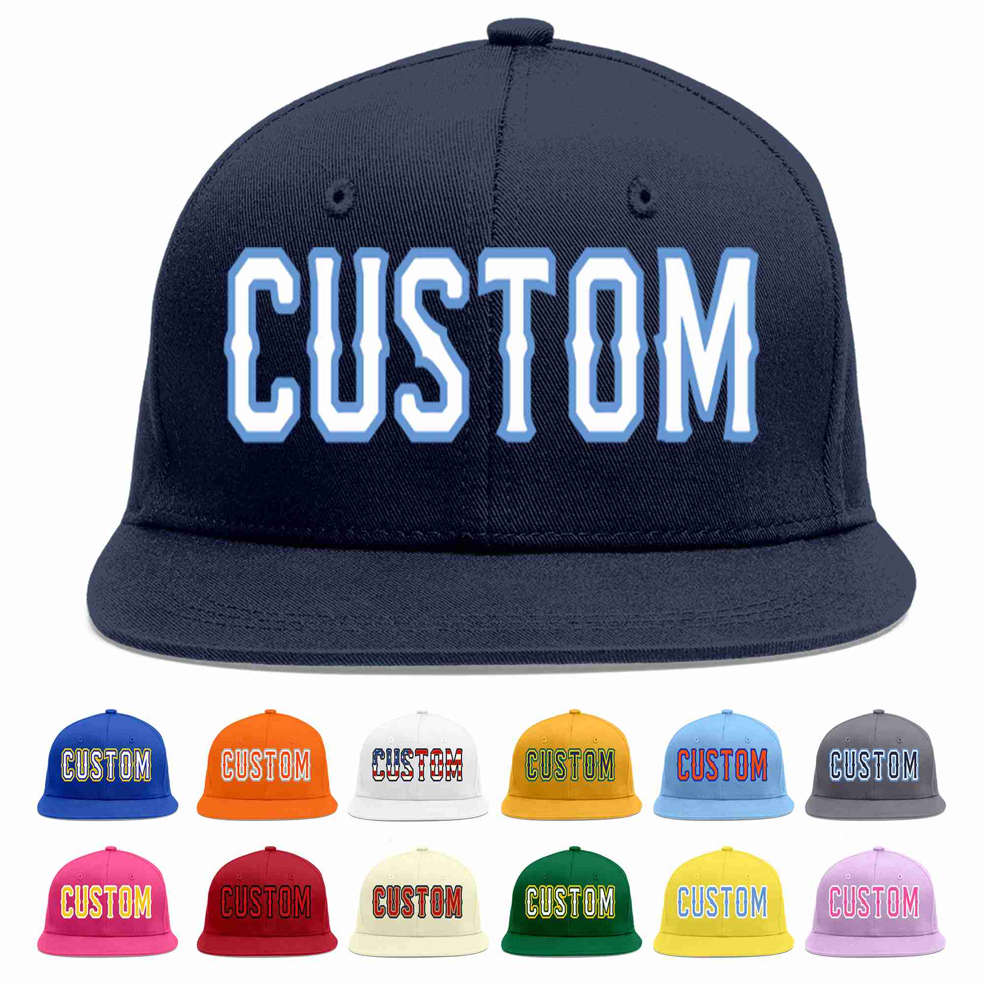 Custom Navy White-Light Blue Casual Sport Baseball Cap