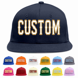 Custom Navy White-Old Gold Casual Sport Baseball Cap