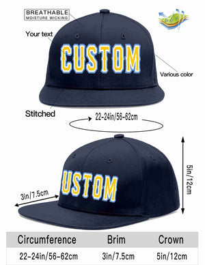 Custom Navy Gold-White Casual Sport Baseball Cap