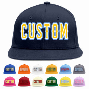 Custom Navy Gold-White Casual Sport Baseball Cap