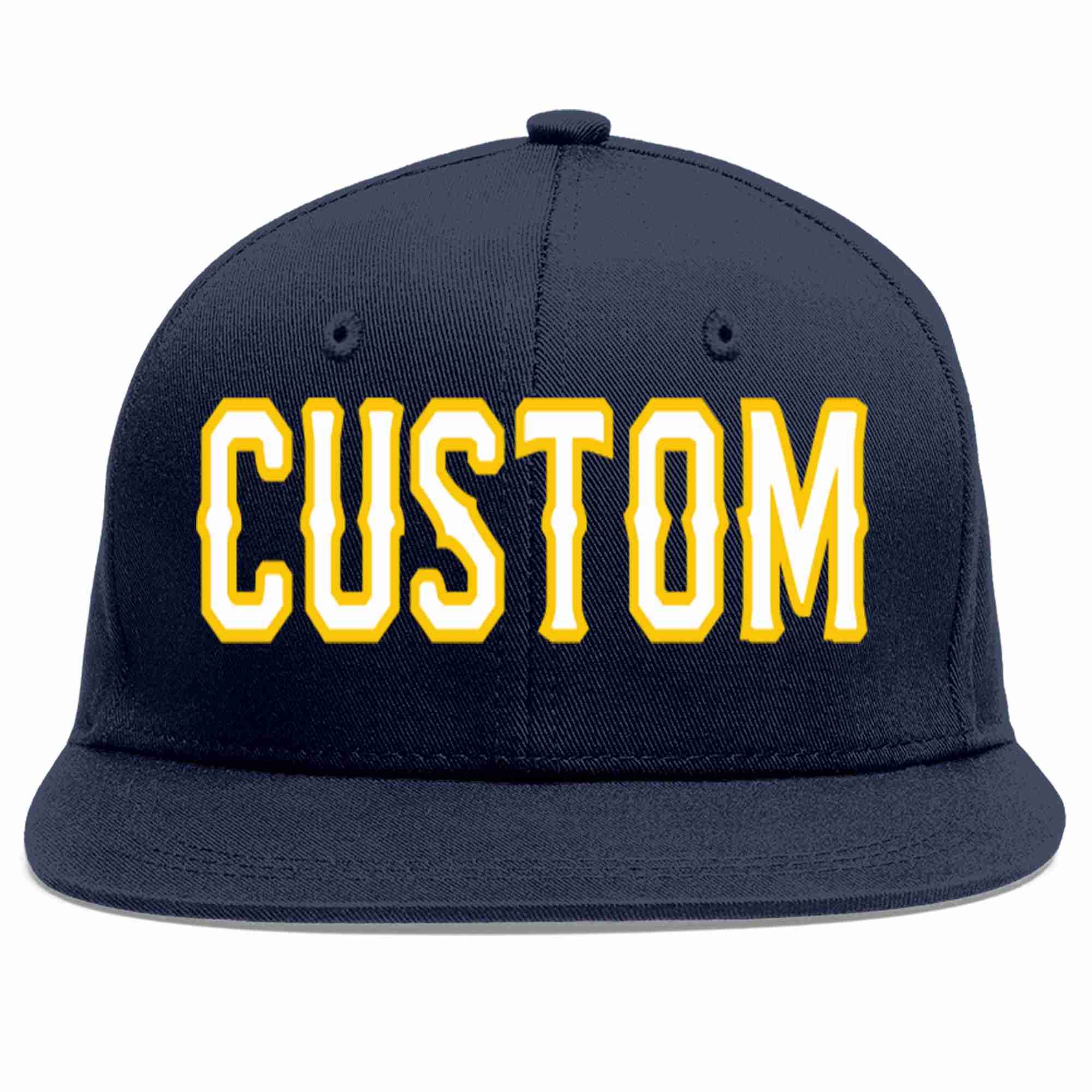 Custom Navy White-Gold Casual Sport Baseball Cap