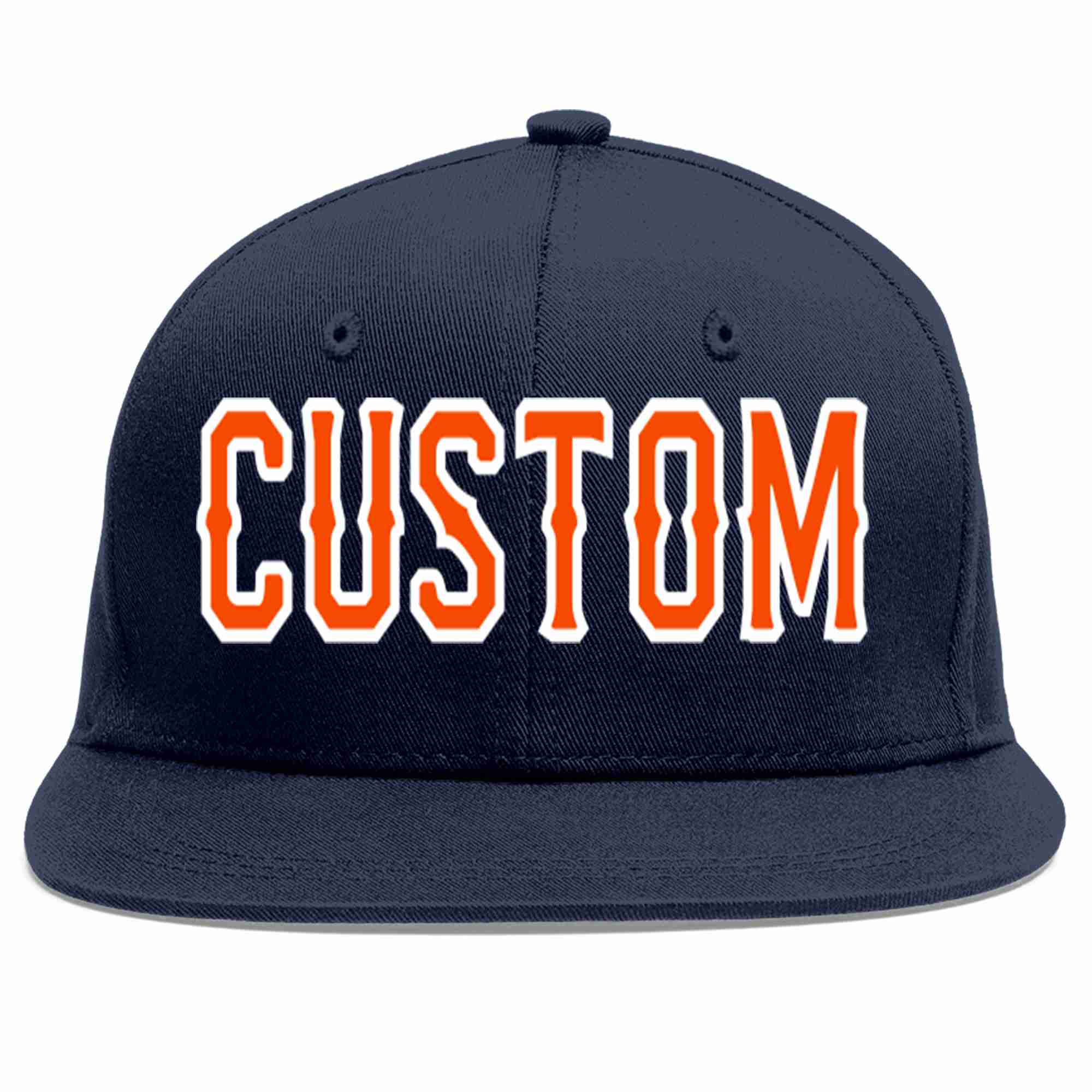 Custom Navy Orange-White Casual Sport Baseball Cap