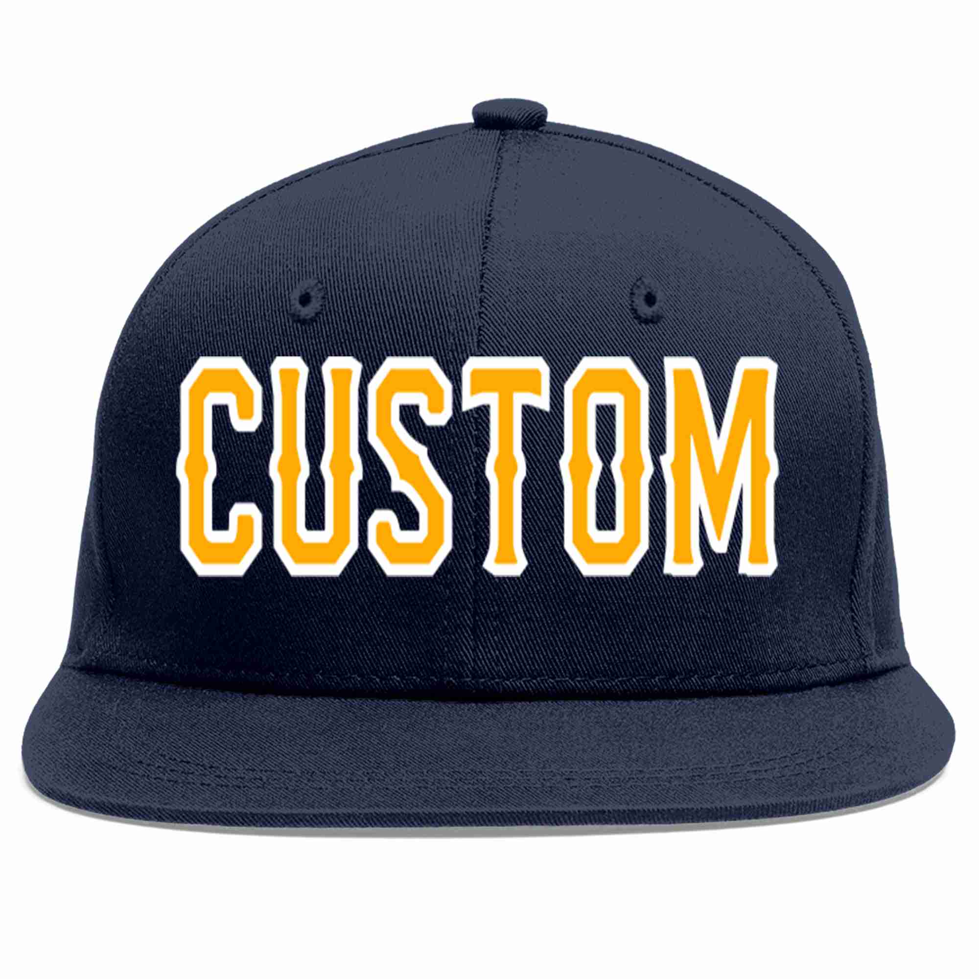 Custom Navy Yellow-White Casual Sport Baseball Cap